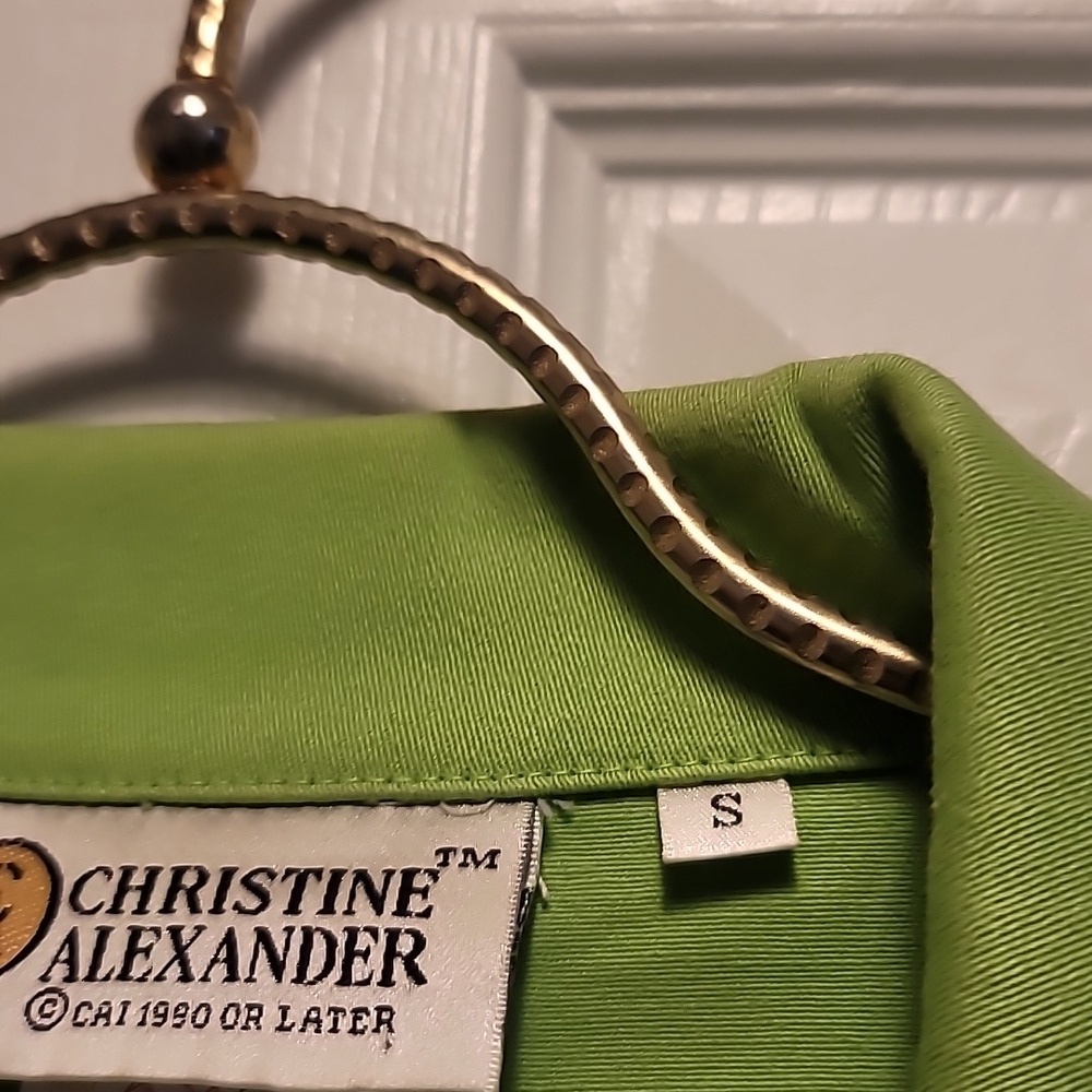 Christine Alexander Lime Green Denim Embellished Jacket Sz Small - Picture 6 of 8